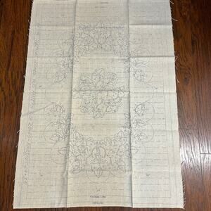 Vintage Sultana Floral Stamped Cotton Burlap Rug Tufting Hooking #294 Sz. 24x36